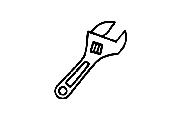 Adjustable Spanner Line Art Clip Art for Graphics and Illustrations