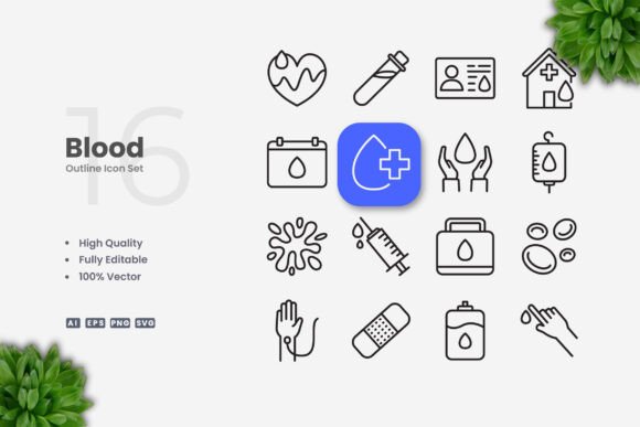 Blood Icons: A Modern Graphic Design Asset for Clean Icon Use