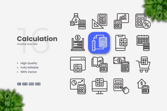 Calculation Icons: A Versatile Graphic Asset for Local Branding
