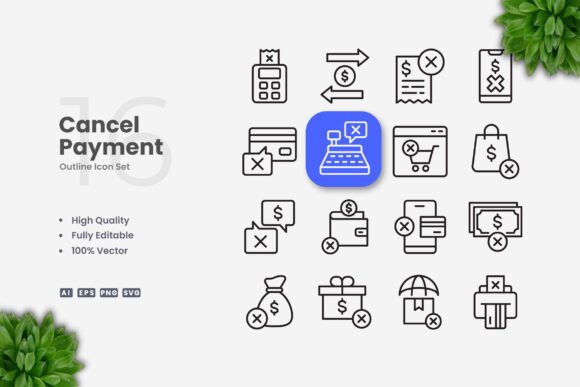 Cancel Payment Icons for Local Business Branding