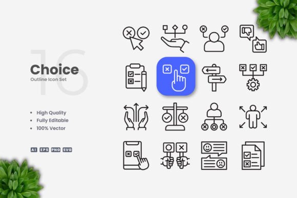 Choice Icons: A Versatile Graphic Design Asset for Digital Sellers