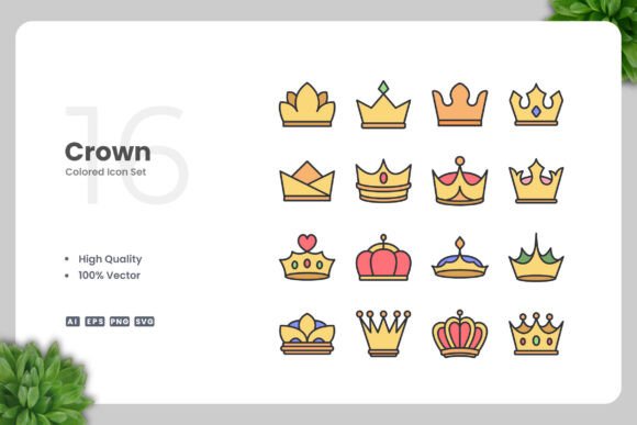 Crown Colored Icons: Premium Graphics for Local Brand Identity