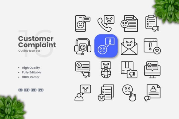 Customer Complaint Outline Icons for Modern Graphics