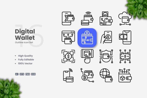 Digital Wallet Icons – Modern Graphics for Clean Visual Storytelling