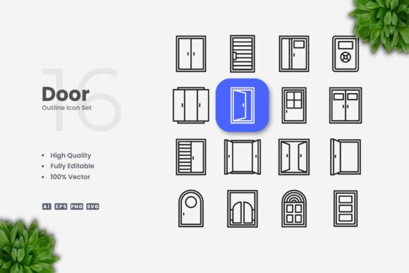 Door Icons: Clean Graphics for Handmade Creations