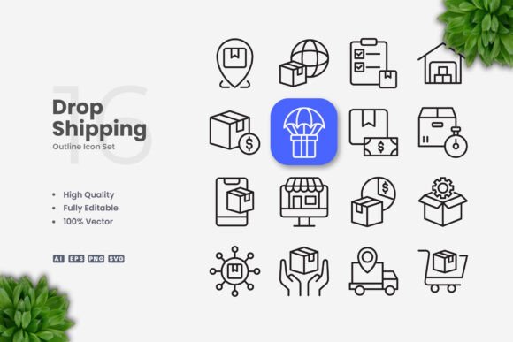 Drop Shipping Icons: Clean Graphics for Modern Content Publishing