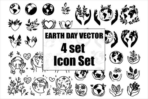 Earth Day Vector Silhouette for Crafts and Graphics