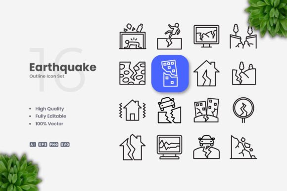 Earthquake Icons: A Versatile Graphic Asset for Design Projects