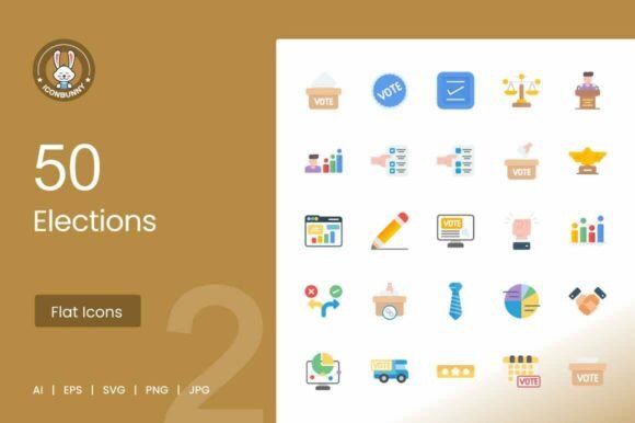 Elections Flat Multicolor Icons for Branding and Marketing