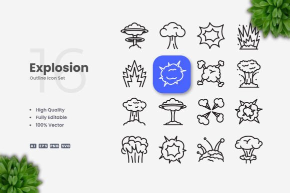 Explosion Icons: A Versatile Graphic Design Asset for Digital Sellers