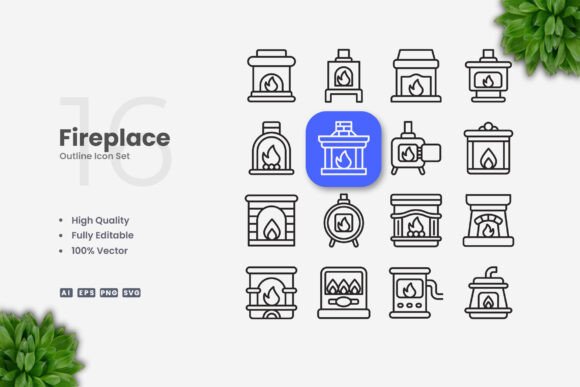 Fireplace Icons: A Graphic Design Asset for Local Business Branding