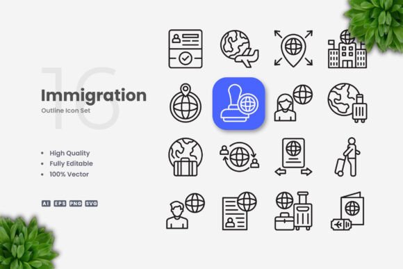 Immigration Icons: Clean Graphic Design for Local Business Branding