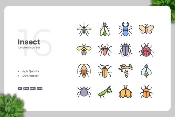 Insect Colored Icons: A Graphic Design Asset Review for Sellers