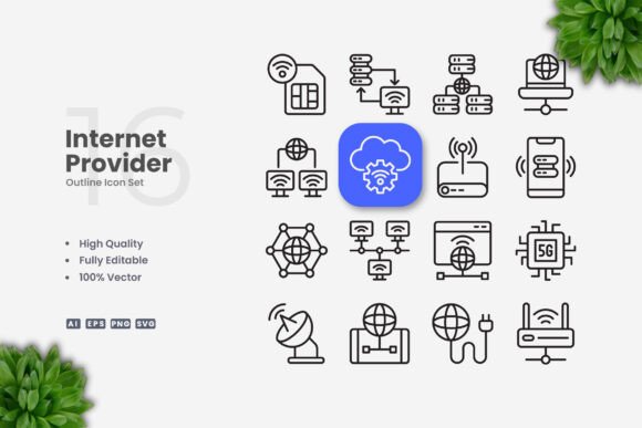 Internet Provider Icons - Clean Graphics for Digital Sellers