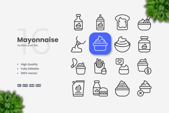 Mayonnaise Icons: A Modern Graphic Design Asset for Clean Visual Communication