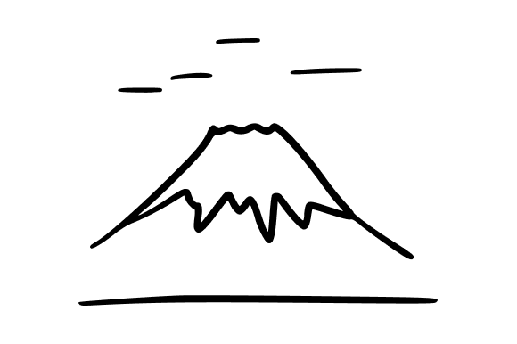Outline Mount Fuji with Clouds: Essential Graphics for Modern Illustrations