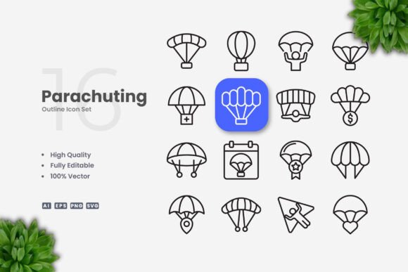 Parachuting Icons: Clean Graphics for Handmade Creations