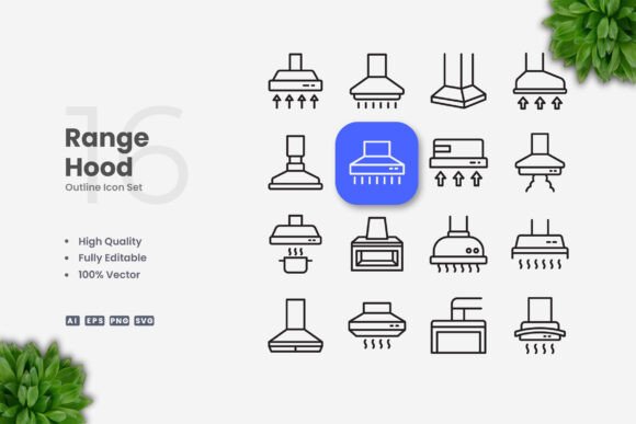 Range Hood Icons: Clean Graphics for Modern Web and Editorial Design