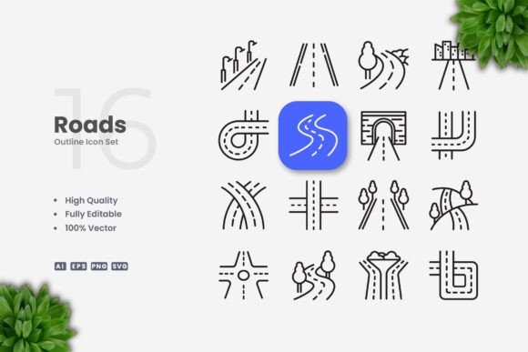 Roads Icons: A Versatile Graphic Asset for Modern Design