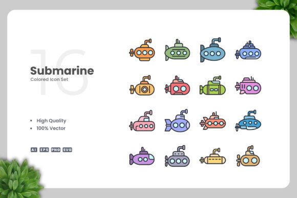 Submarine Colored Icons: Fresh Graphics for Modern Publishing