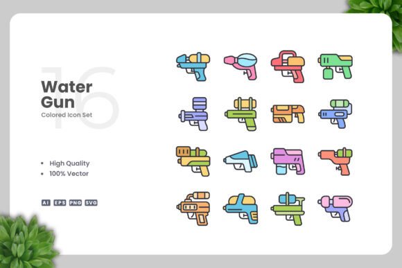 Water Gun Colored Icons: A Designer's Review of Graphics