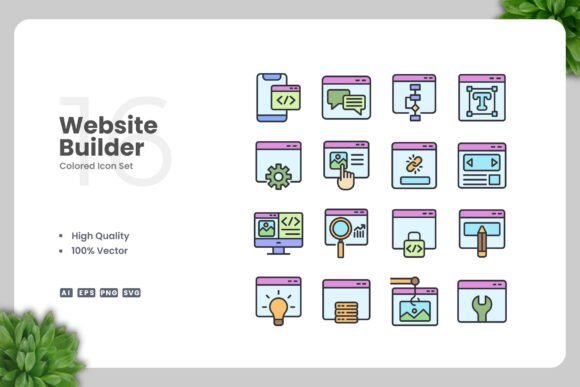 Website Builder Colored Icons: A Review for Graphics and Icons